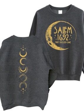 SALEM Halloween Witchy Pullover Sweatshirt in Black and Orange Graphics Size L